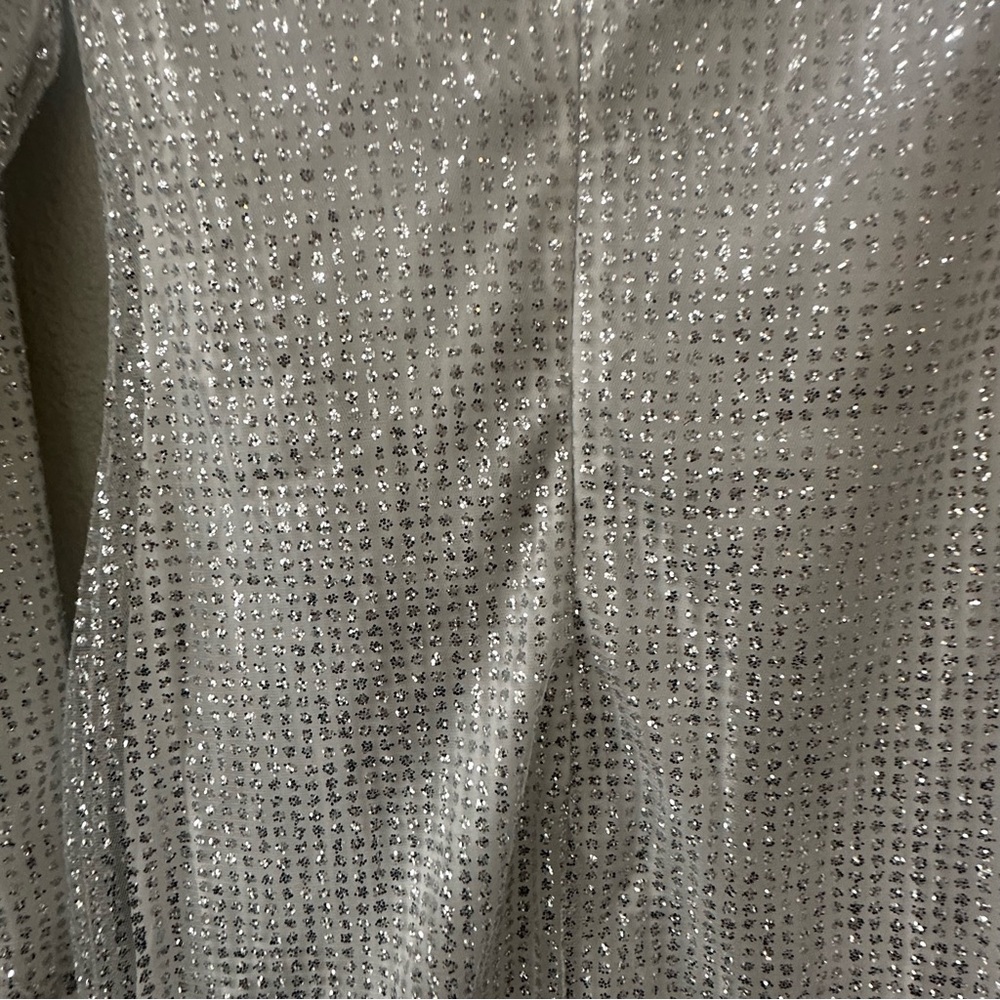 Superdown White Silver Glitter Sequin Long Sleeve… - image 3